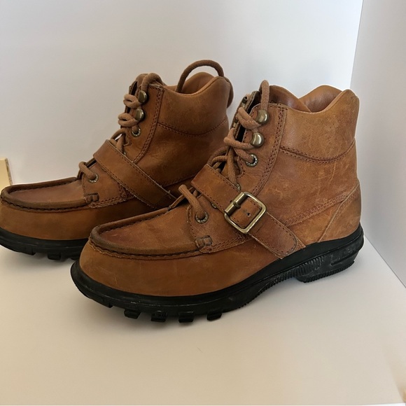 Polo Sport Ralph Lauren Brown Leather Ankle Boots - Picture 1 of 9